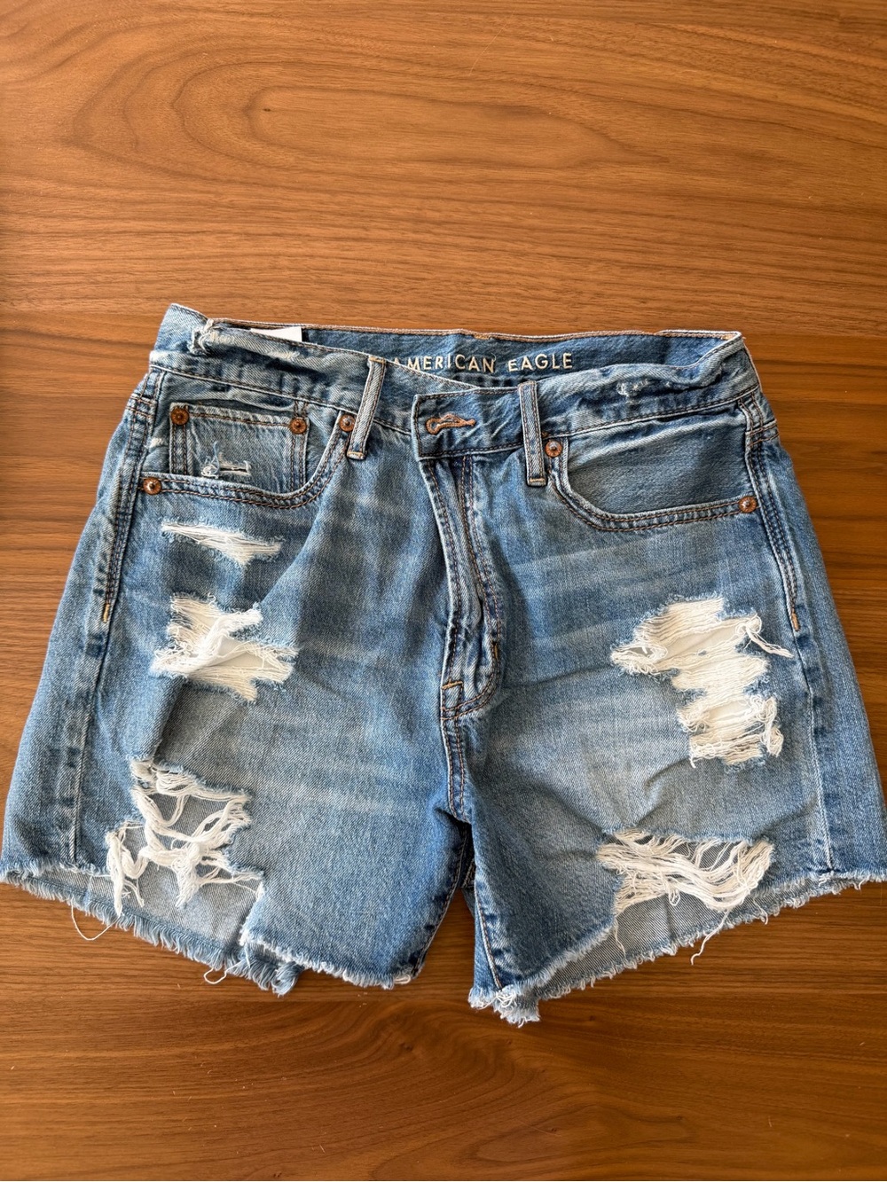 American Eagle Outfitters Light Blue Distressed Denim Cutoff Shorts